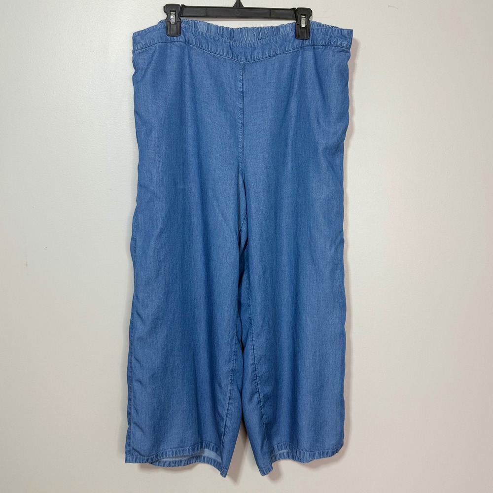 J. Jill Culottes Women XL Blue Tencel Lyocell Wide Leg Cropped Denim Pants